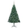 vidaXL Umjetno osvijetljeno božićno drvce s kuglicama zeleno 240cm PVC