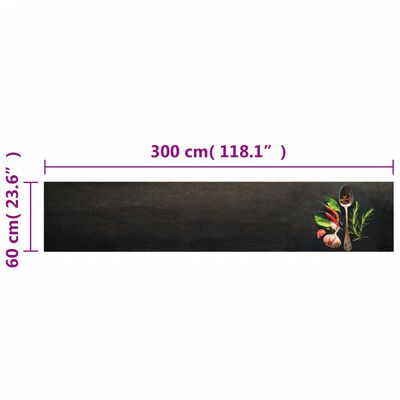 vidaXL Kuhinjski tepih perivi s uzorkom začina 60 x 300 cm baršunasti