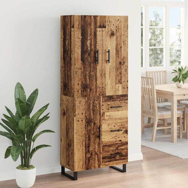 vidaXL Highboard s ladicama 2 pcs Staro drvo 69,5 x 34 x 180 cm