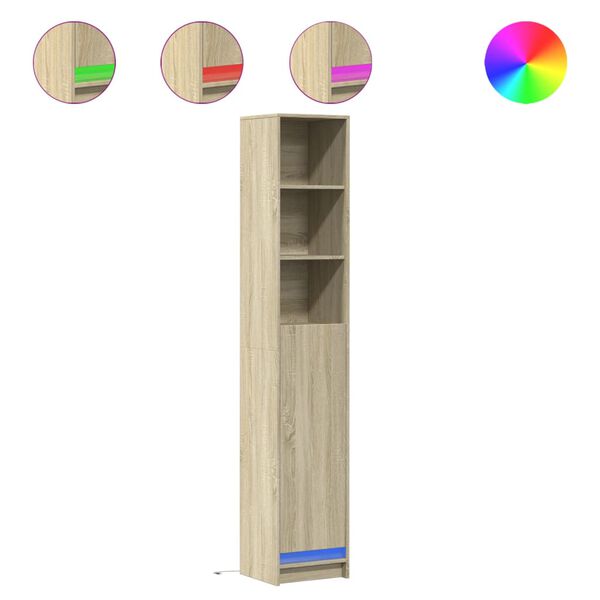 vidaXL Komoda s LED svjetlima boja hrasta 36x32,5x200 cm drvena