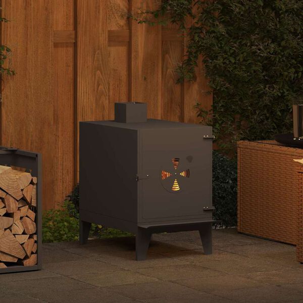 vidaXL Kamp kuhinja Crna 35 x 50 x 60 cm Čelična vrata