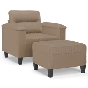 vidaXL Fotelja s tabureom boja cappuccina 60 cm od umjetne kože