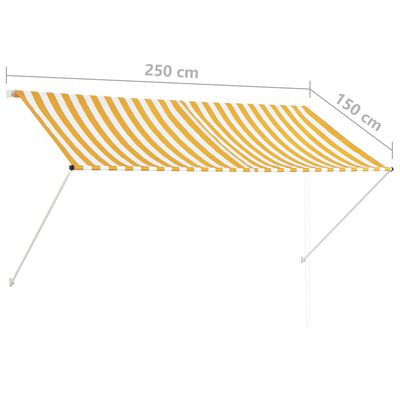 vidaXL Tenda na uvlačenje 250 x 150 cm žuto-bijela