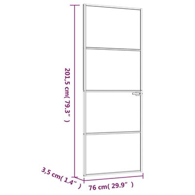vidaXL Sobna vrata bijela 76x201,5 cm kaljeno staklo i aluminij tanka