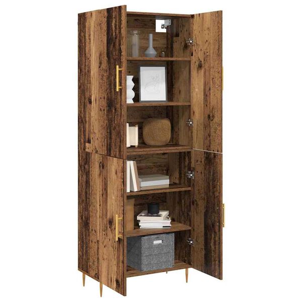 vidaXL Highboard Zidne Staro drvo 69,5 x 34 x 180 cm Konstruirano drvo