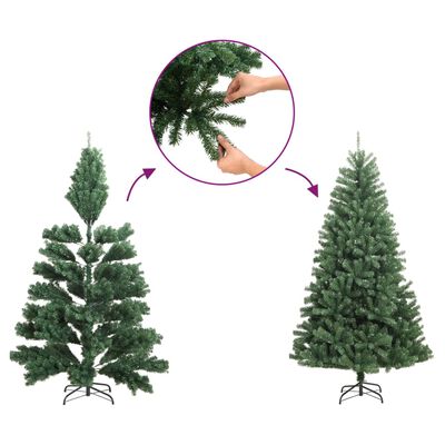 vidaXL Kutno umjetno božićno drvce zeleno 210 cm PVC