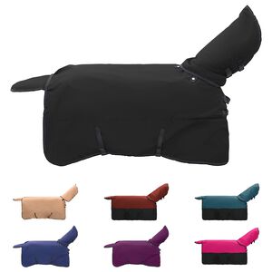 vidaXL Pokrivač za konje Tamno zelena i crna 85 cm Poliester