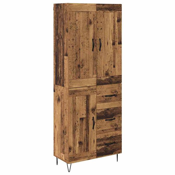 vidaXL Highboard Staro drvo 69,5 x 34 x 180 cm Konstruirano drvo