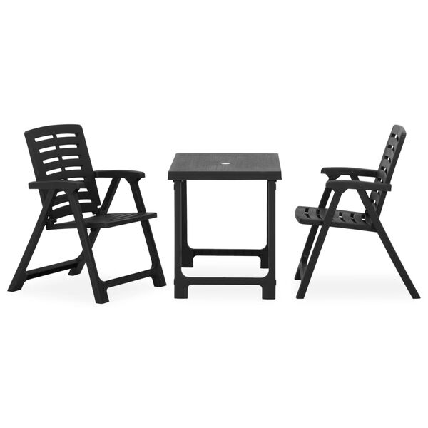 vidaXL 3-dijelni sklopivi bistro set plastični sivi