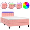 vidaXL Krevet box spring s madracem LED ružičasti 120x200cm bar&scaron;unasti