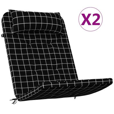 vidaXL Jastuci za stolicu Adirondack 2 kom crni karirani od tkanine