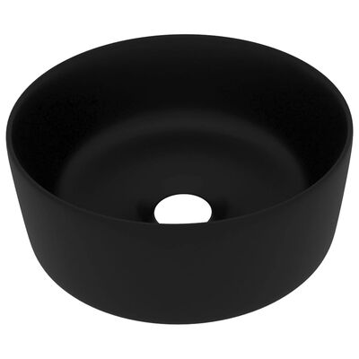 vidaXL Luksuzni okrugli umivaonik mat crni 40 x 15 cm keramički