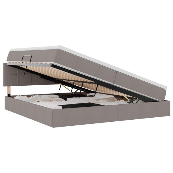 vidaXL Krevet s prostorom za pohranu s LED-om Sivo-smeđa 200 x 200 cm