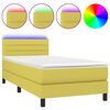 vidaXL Krevet box spring s madracem LED zeleni 90x200 cm od tkanine