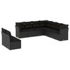 vidaXL 9-dijelni set vrtnih sofa s jastucima crni od poliratana