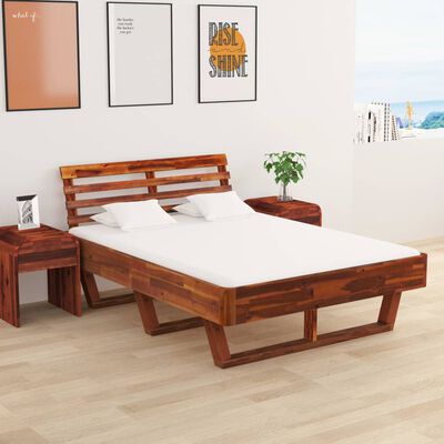 vidaXL Okvir za krevet s 2 noćna ormarića bagremovo drvo 140 x 200 cm