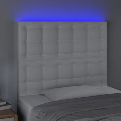 vidaXL LED uzglavlje bijelo 80x5x118/128 cm od umjetne kože