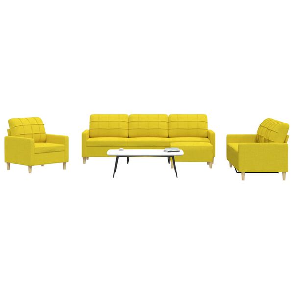 vidaXL 4-dijelni set sofa s tabureom svjetložuti od tkanine