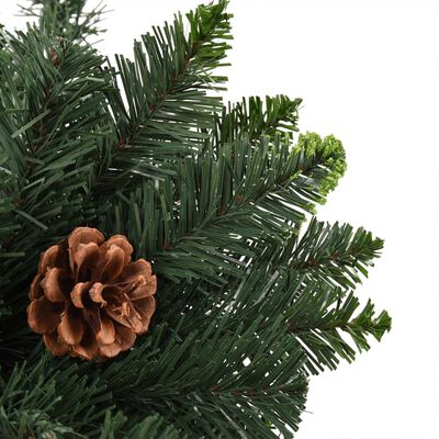 vidaXL Umjetno osvijetljeno božićno drvce sa šiškama zeleno 210 cm