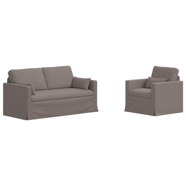 vidaXL Sofa 2 pcs Sivo-smeđa 158 x 78 x 80 cm tkanina