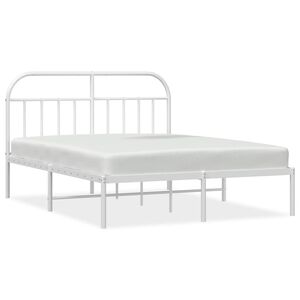 vidaXL Metalni okvir za krevet s uzglavljem bijeli 140 x 190 cm