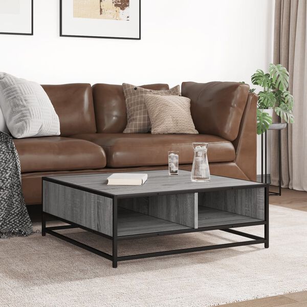 vidaXL Stol za kavu Sivi Sonoma 80x80x30 cm Konstruirano drvo i metal