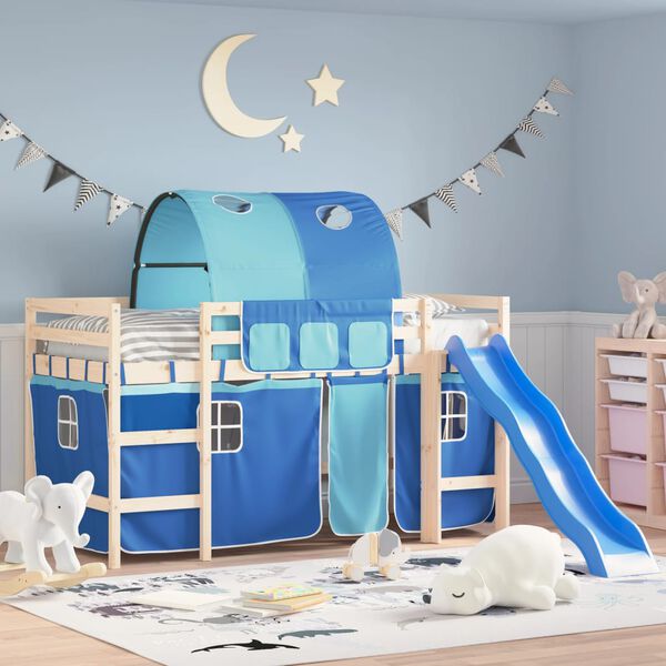 vidaXL Zavjese za krevet na kat s tunelom plave poliesterske