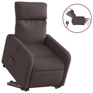 vidaXL Električni naslonjač na podizanje od tkanine tamnosmeđi