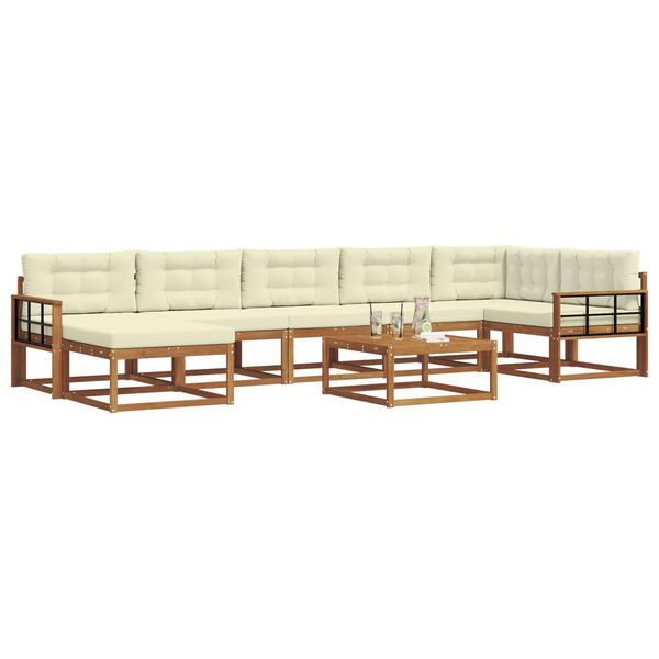 vidaXL Set vanjskih sofa s jastukom 8 pcs Prirodna i krem