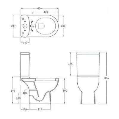 vidaXL Keramička toaletna školjka sa stražnjim protokom vode bijela