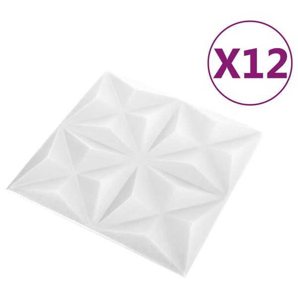 vidaXL Zidne panele 12 pcs Origami bijela 50 x 50 cm XPS pjena