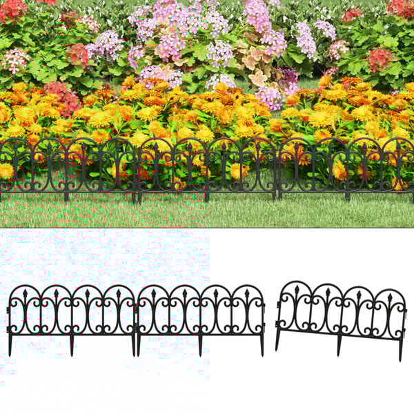 vidaXL Rubnjaci za travnjak 17 kom crni 10 m PP