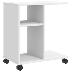 vidaXL Bočni stolić s kotačima bijeli 50x30x55 cm konstruirano drvo