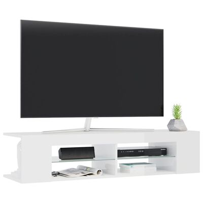 vidaXL TV ormarić s LED svjetlima visoki sjaj bijeli 135 x 39 x 30 cm