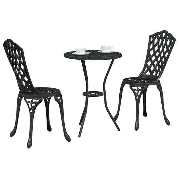 vidaXL Bistro set za vrt 3 pcs Crna Aluminij