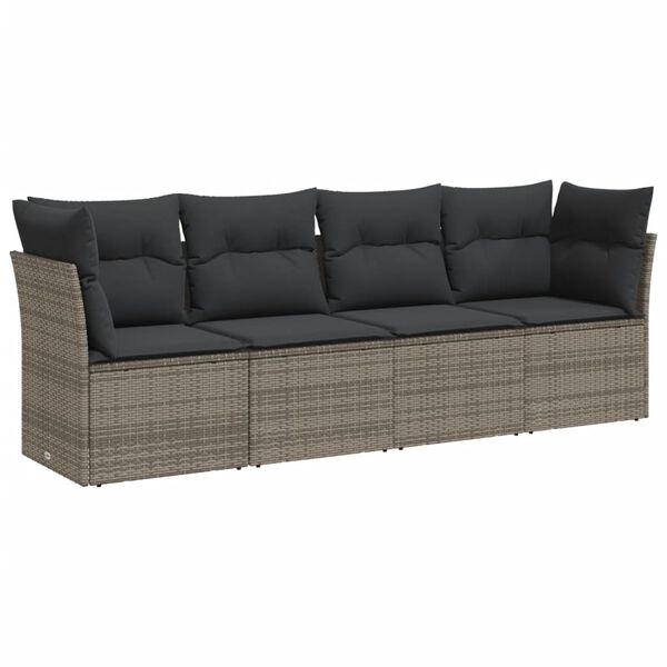 vidaXL 4-dijelni set vrtnih sofa od poliratana s jastucima sivi