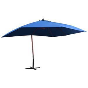 vidaXL Viseći suncobran s drvenim stupom 400 x 300 cm plavi