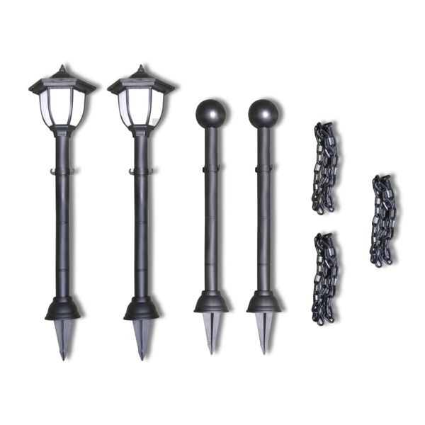 Lanac ograda sa 2 LED solarne lampe i 2 stupa