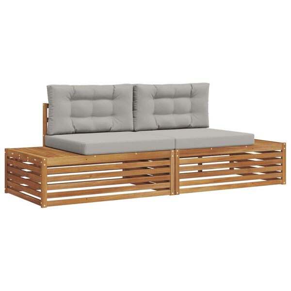 vidaXL Set vanjskih sofa s jastukom 2 Komad Prirodna i svijetlo siva