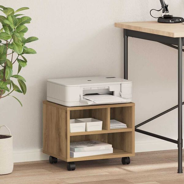 vidaXL Držač za printer s pohranom Umjetnički hrast 41 x 32 x 33.5 cm