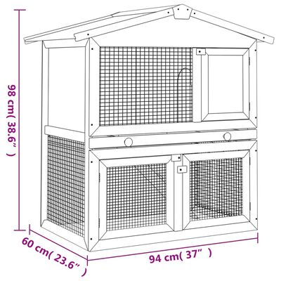 vidaXL Vanjski kavez kućica za male životinje i kućne ljubimce 3 drvena vrata