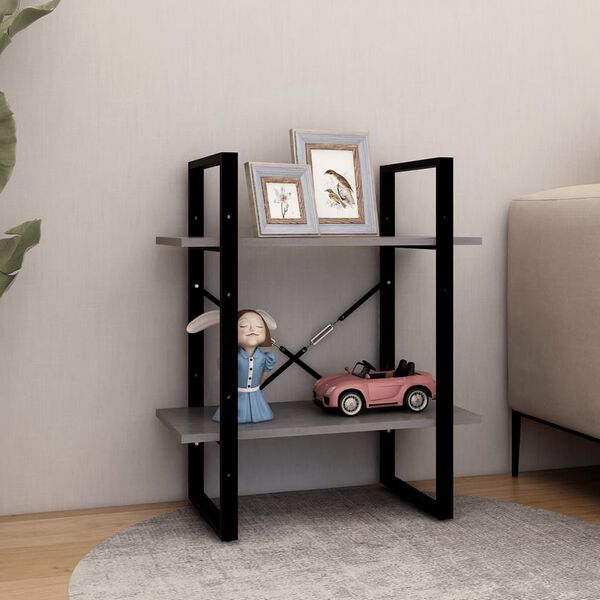 vidaXL Ormarić za knjige s 2 razine sivi 60x30x70 cm masivna borovina