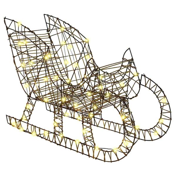 vidaXL Reindeer vuče saonice Topla bijela 70 x 26 x 128,5 cm Ratan