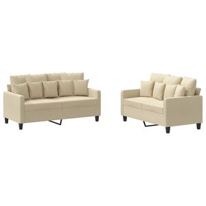 vidaXL 2-dijelni set sofa s jastucima krem od tkanine