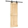 vidaXL Klizna vrata Prirodna i crna 70 x 210 cm Čvrsta borovina