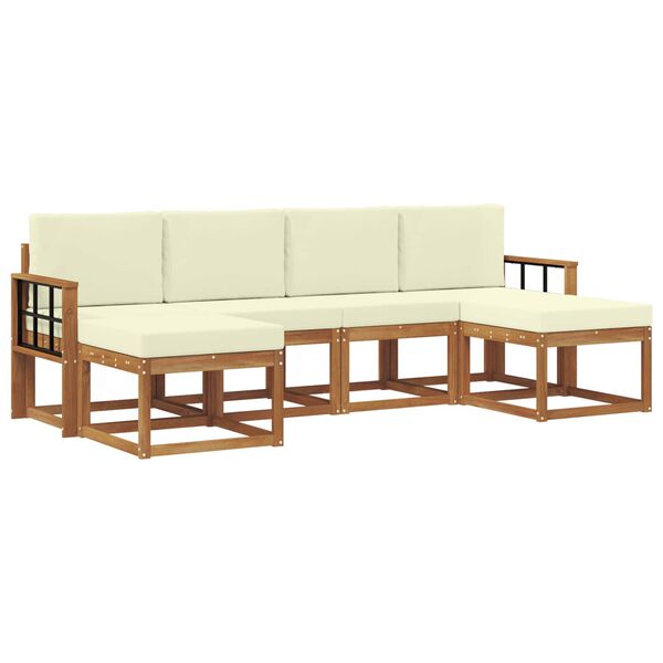 vidaXL Set vanjskih sofa s jastukom 6 pcs Prirodna i krem