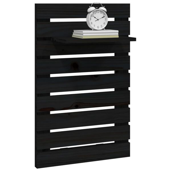 vidaXL Zidne police uz krevet 2 kom boja crni od masivne borovine