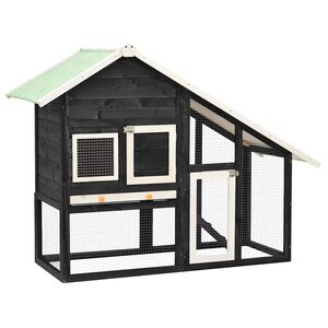 vidaXL Kavez za zečeve sivo-bijeli 140 x 63 x 120 cm masivna jelovina