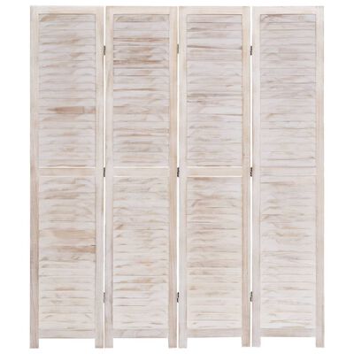 vidaXL Sobna pregrada s 4 panela bijela 140 x 165 cm drvena