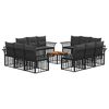 vidaXL Set vanjskih sofa 13 kom. Crna i tamno siva Poliester